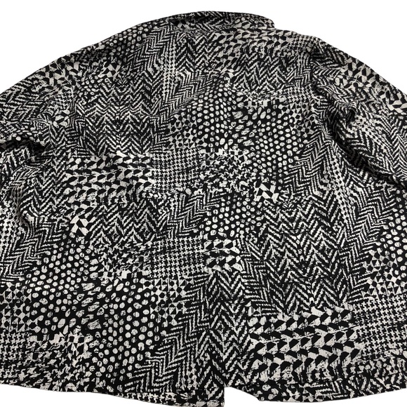 Just My Size 4X Blouse Button Up 3/4 Sleeve Built in Tank / Camisole Black White - Picture 4 of 11